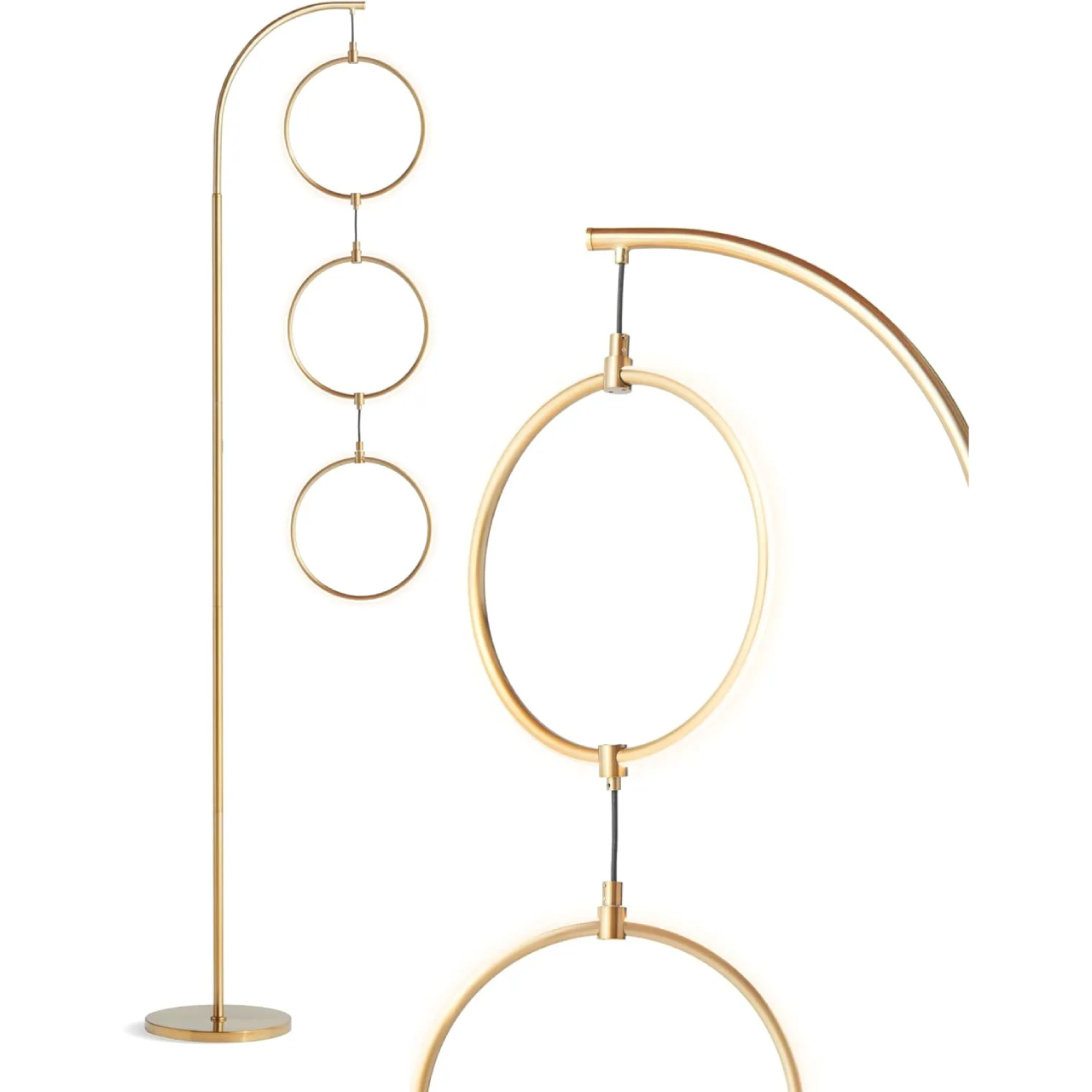 Brightech Contemporary Arc Tall Lamp with 3-Circle Ring-Style Pendant