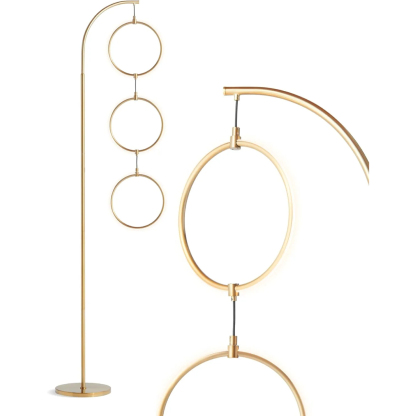 Brightech Contemporary Arc Tall Lamp with 3-Circle Ring-Style Pendant