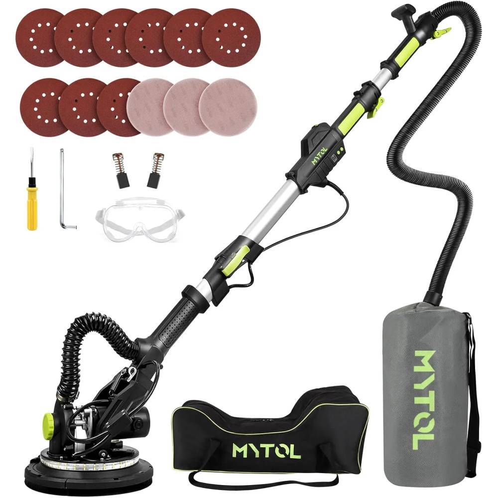MYTOL Electric Drywall Sander with Vacuum Dust Collection, LED Light, 6 Variable Speed