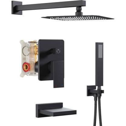 HoliSpa Black Shower System with 10” Rain Shower Head and Handheld Spray combo