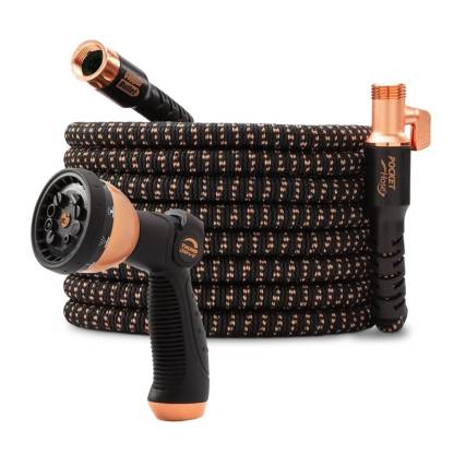 Pocket Hose Copper Bullet Expandable Garden Hose with 10 Pattern Thumb Spray