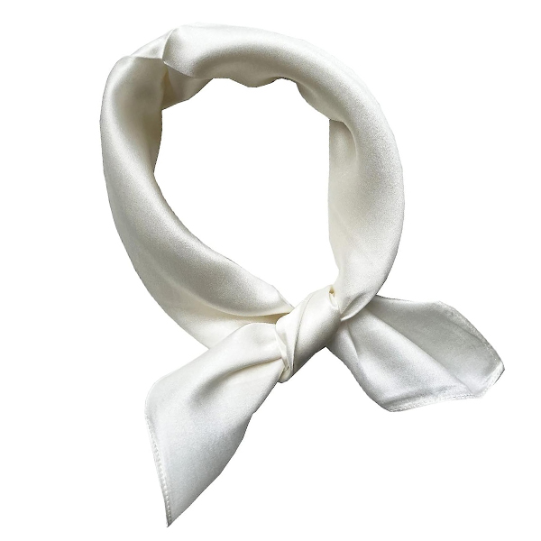 Pure Cream White Real Mulberry Silk Satin Scarf - 21 Inch Unisex