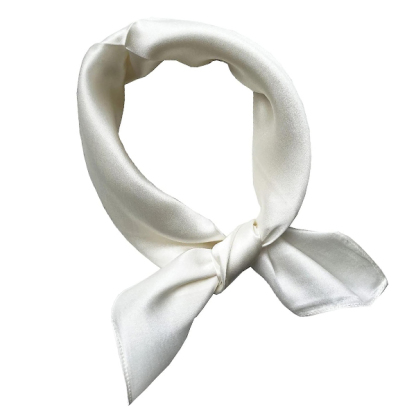 Pure Cream White Real Mulberry Silk Satin Scarf - 21 Inch Unisex