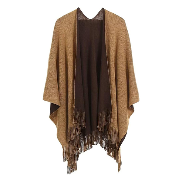 Coffee Women's Long Warm Fringed Cardigan Shawl