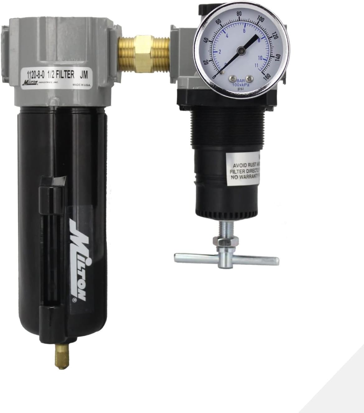 Milton 1108 1/2" Filter and Regulator Duo, Black