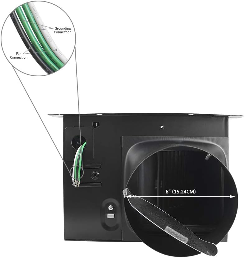 BV Bathroom Fan 2.0 Sones, 6" Duct Collar, Energy-Saving Bathroom Vent Fan