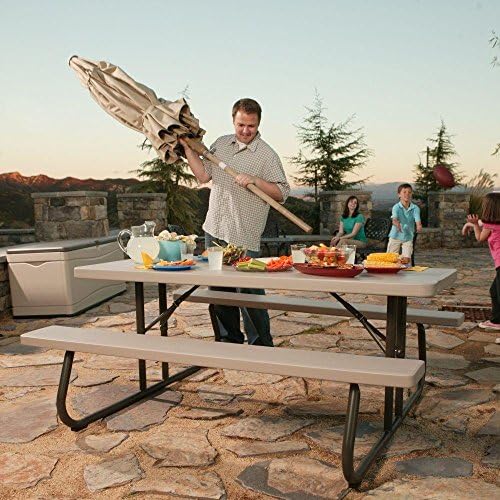 LIFETIME Folding Picnic Table, 6 Feet, Putty