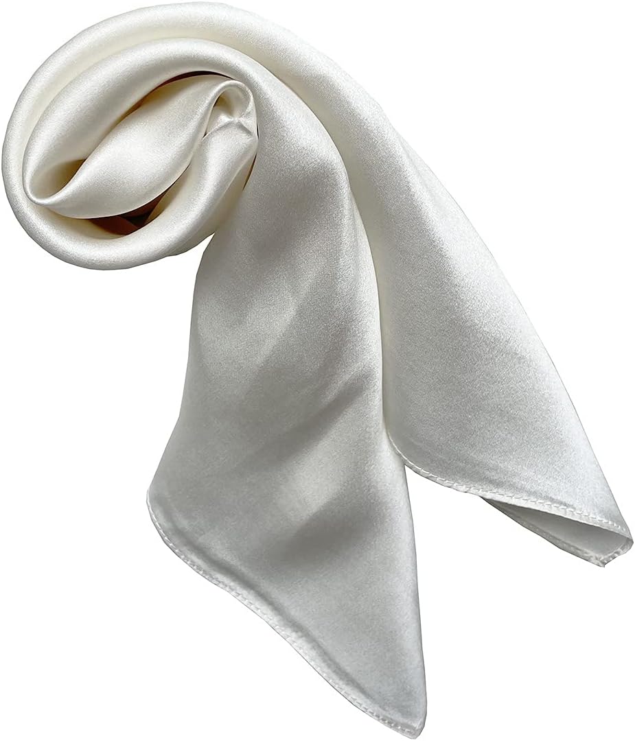 JERLA Women's Men's Small Square 100% Real Mulberry Silk satin Scarfs Hair head face scarf 21" x 21" Solid Color Pure color
