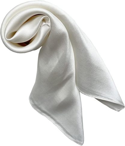 JERLA Women's Men's Small Square 100% Real Mulberry Silk satin Scarfs Hair head face scarf 21" x 21" Solid Color Pure color