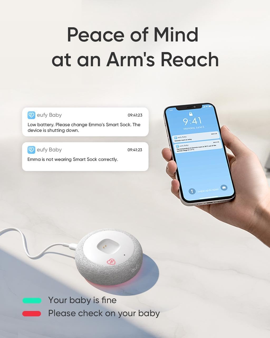 Eufy Baby Smart Sock Baby Monitor with 2.4 GHz Wi-Fi, Track Sleep Patterns