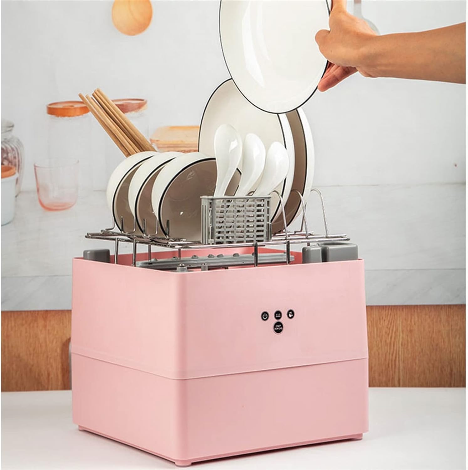 QXWJ Portable Countertop Dishwasher, Pink