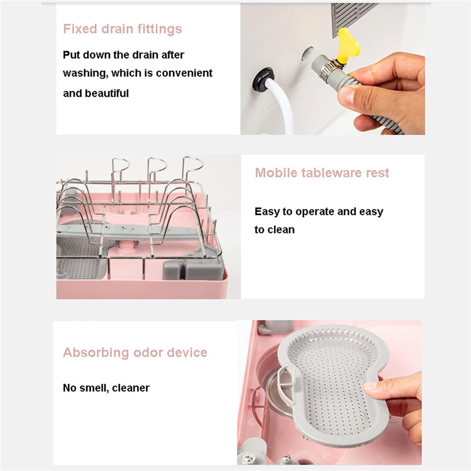 QXWJ Portable Countertop Dishwasher, Pink