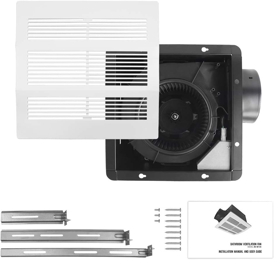 BV Bathroom Fan 2.0 Sones, 6" Duct Collar, Energy-Saving Bathroom Vent Fan