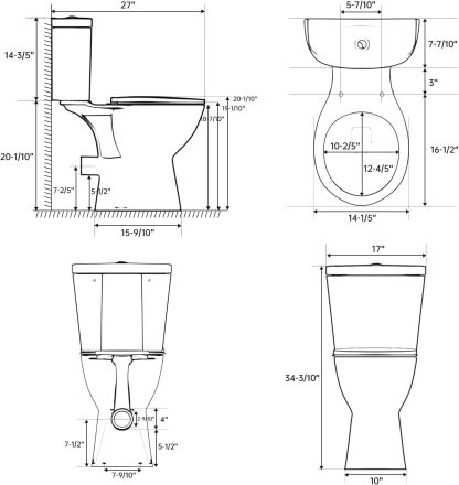 SUPERFLO Rear Outlet Toilet With 19 Inch Tall Toilet Bowl & Tank