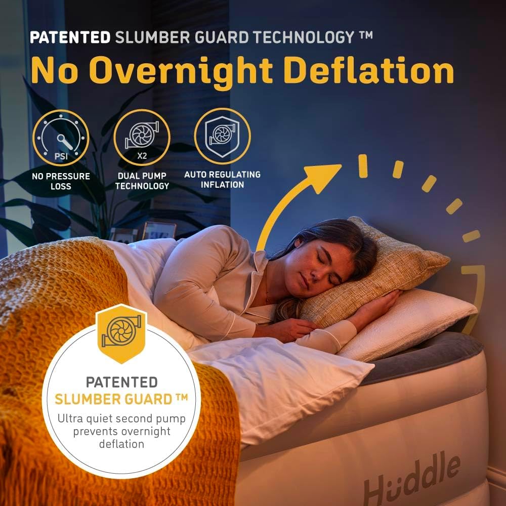 Huddle Luxury Air Bed with Patented Dual Pump | Queen Size