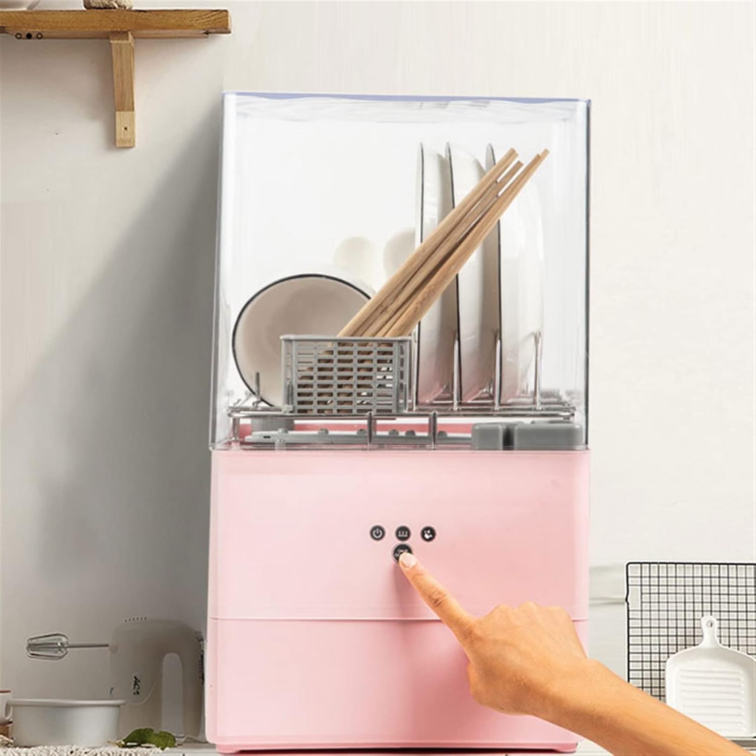 QXWJ Portable Countertop Dishwasher, Pink