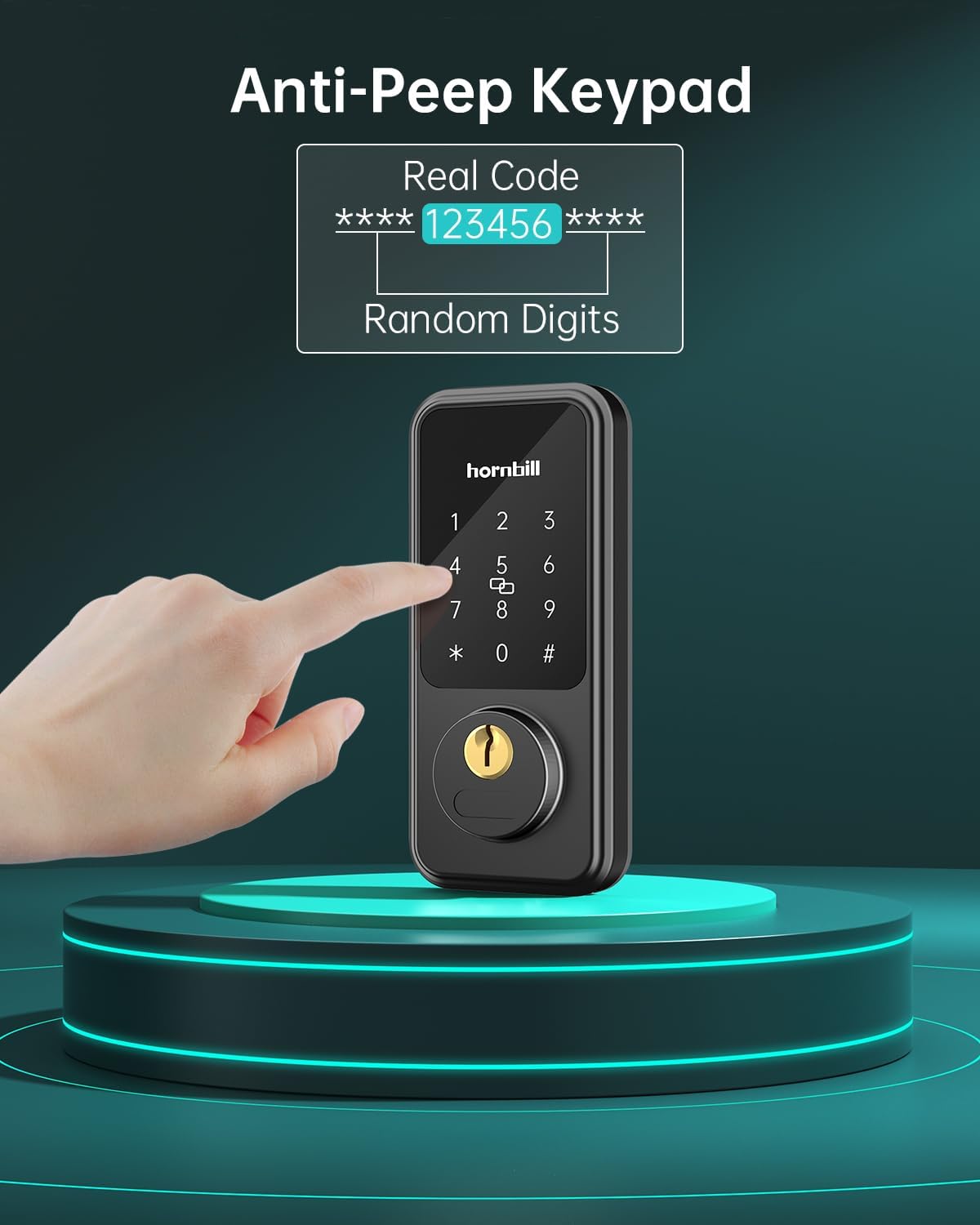Hornbill Keyless Entry Door Lock with Handle, Digital Lock via Bluetooth APP/Keyfob/Auto Lock