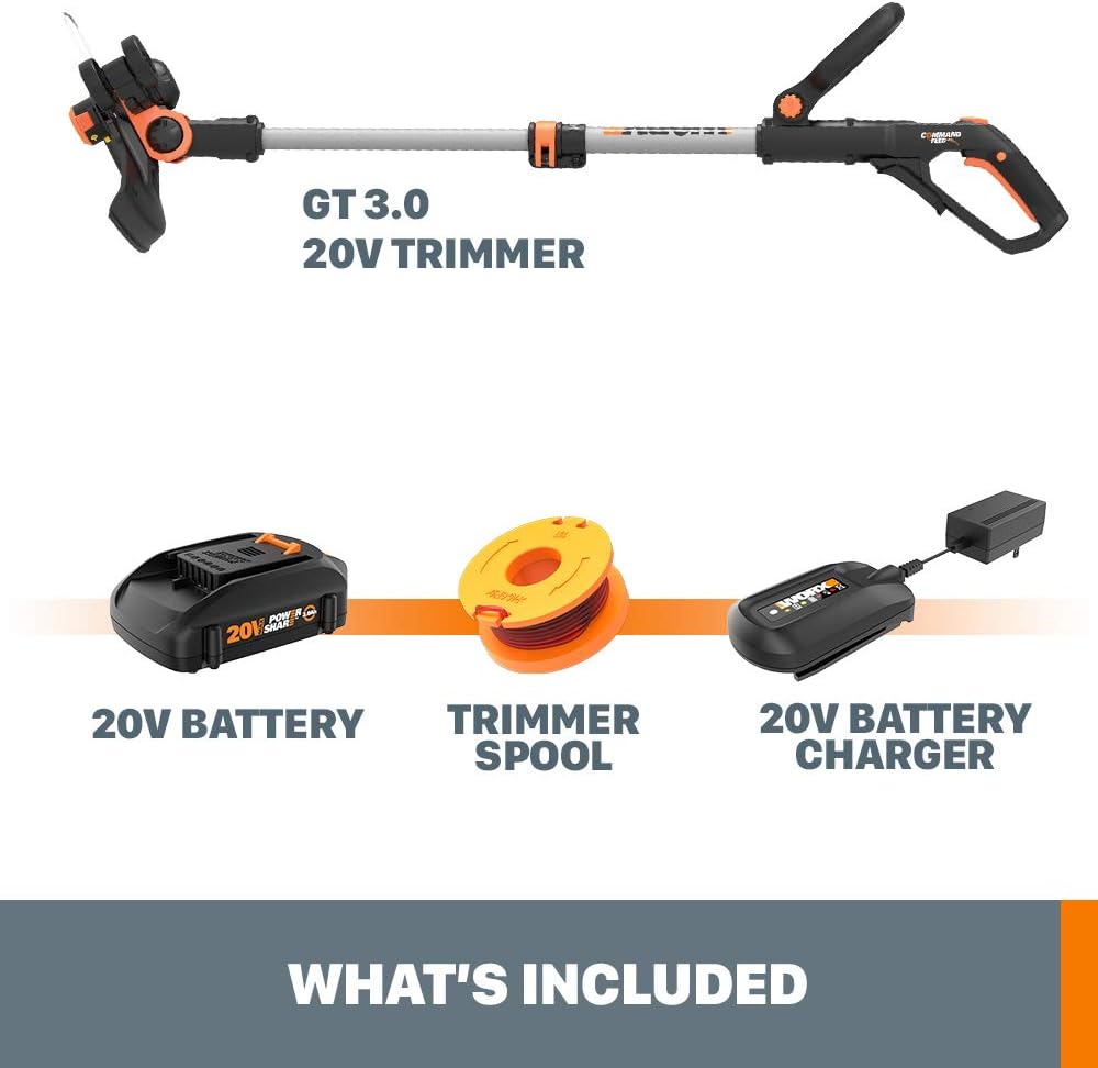 Worx String Trimmer Cordless GT3.0 20V PowerShare 12" Edger & Weed Trimmer