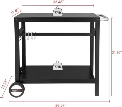 Royal Gourmet Movable Stainless Steel Flattop Grill Cart, Hooks, Side Handle