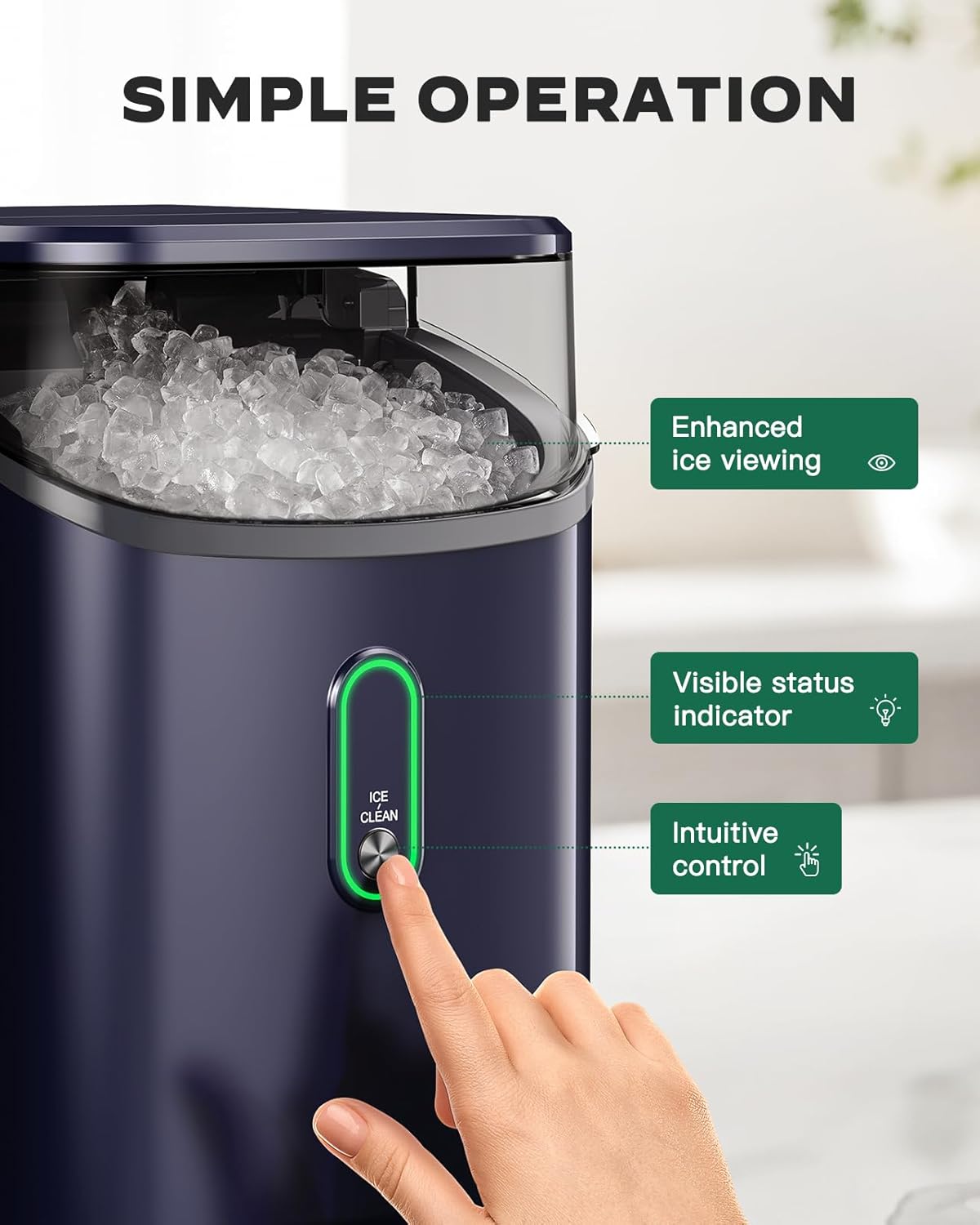 Silonn One-Click Operation Ice Machine with Self-Cleaning