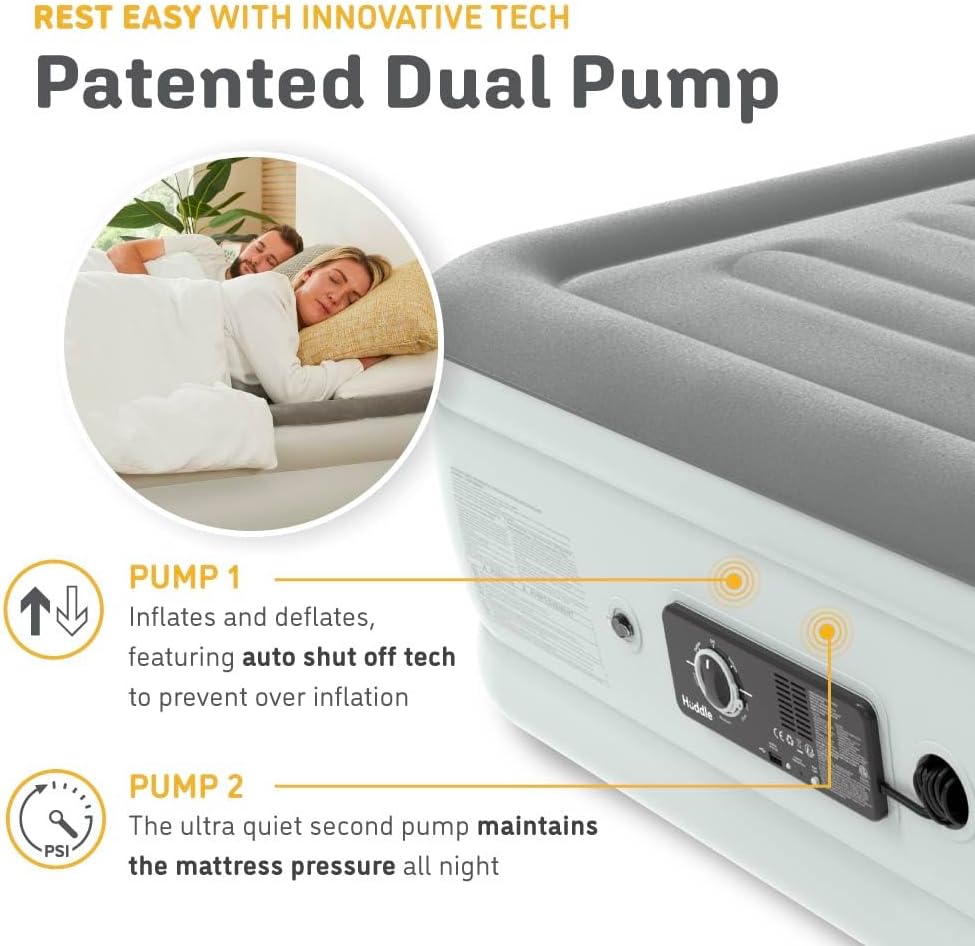 Huddle Luxury Air Bed with Patented Dual Pump | Queen Size