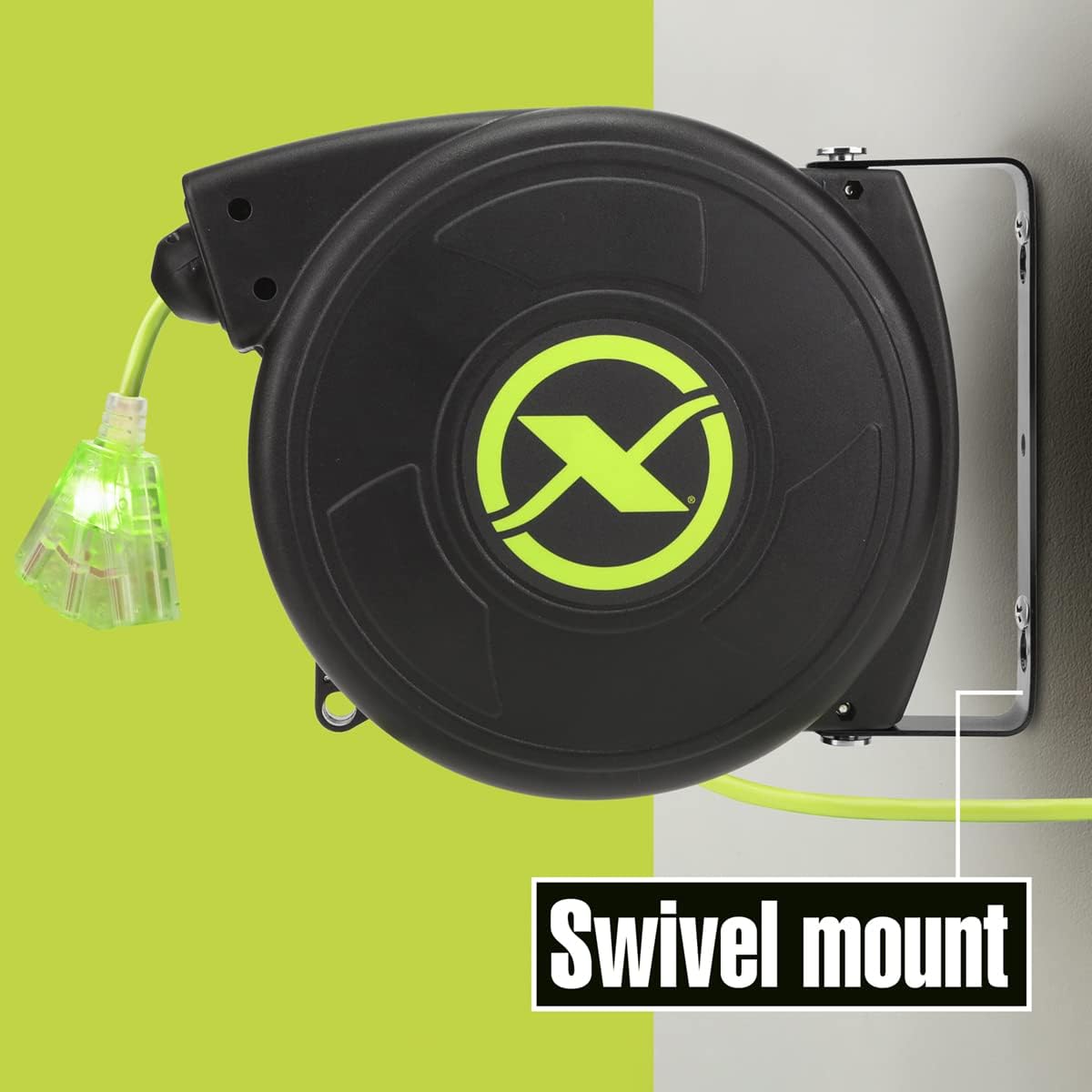 Flexzilla Retractable Extension, Grounded Triple Tap Outlet Electric Cord Reel