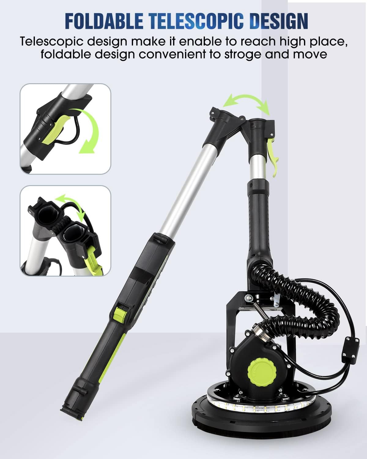 MYTOL Electric Drywall Sander with Vacuum Dust Collection, LED Light, 6 Variable Speed