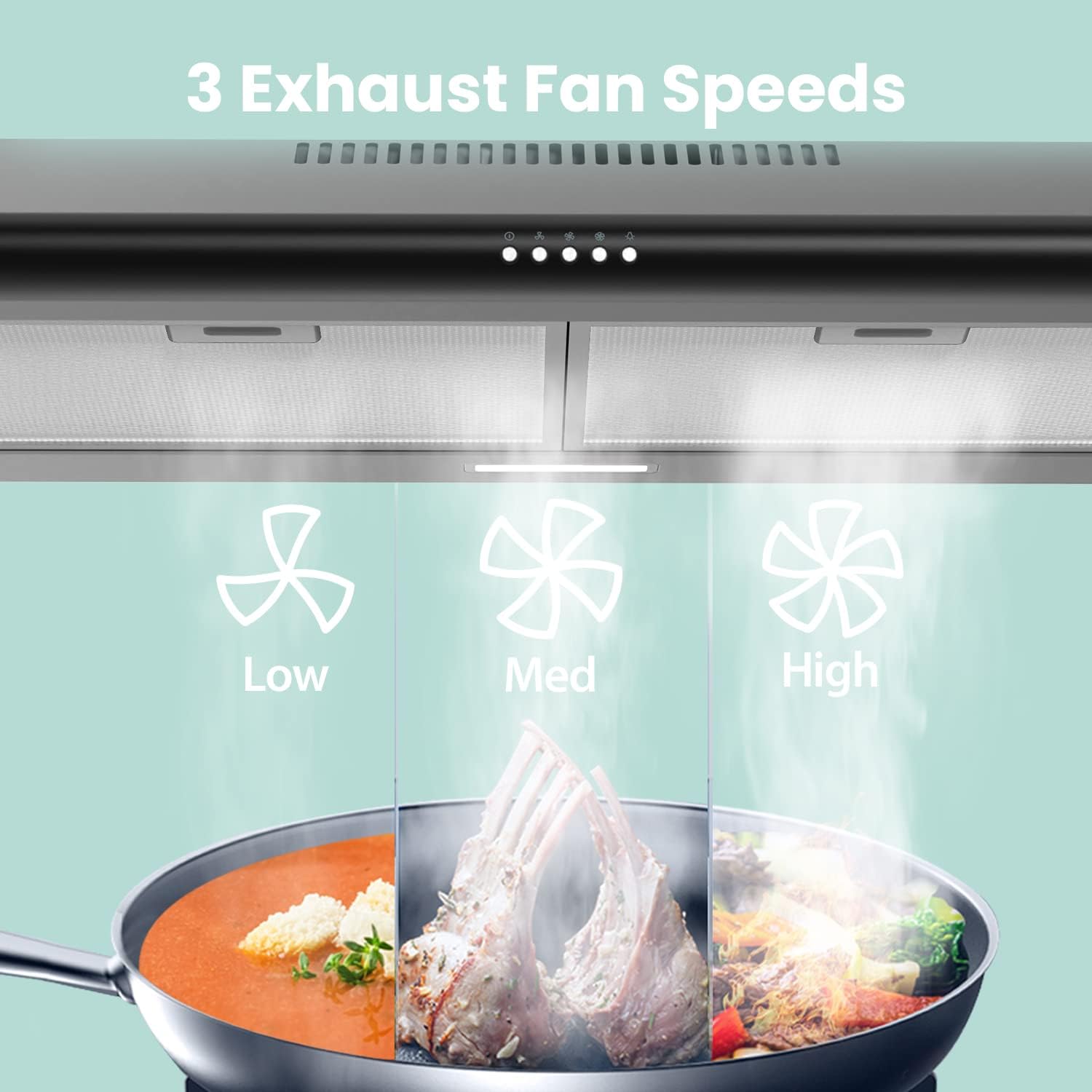 COMFEE'  Range Hood 30 inch, 3 Speed Exhaust Fan and 2 LED Lights