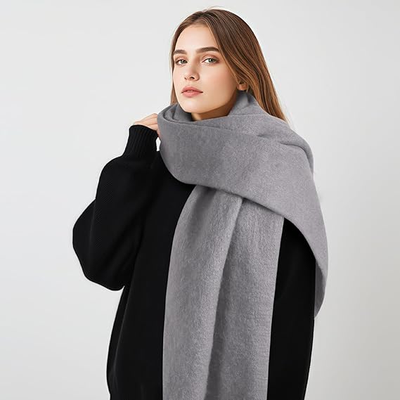 Gray Super Soft Cashmere Winter Scarf - Unisex