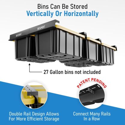 HANDT Overhead Garage Storage Rack Connectable Heavy Duty Metal Ceiling Rails