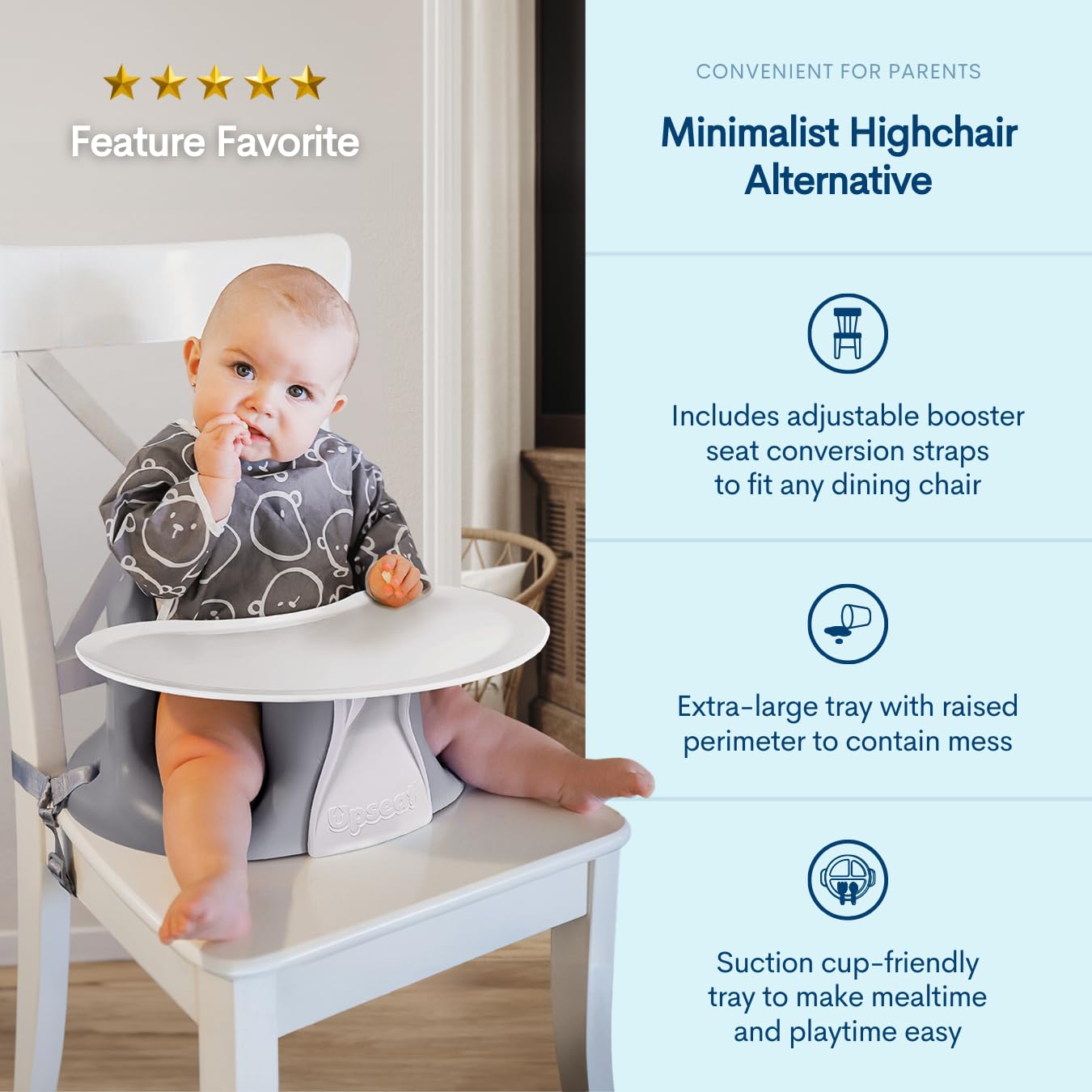 Upseat Baby Floor Seat Booster Chair for Sitting Up with Removable Tray