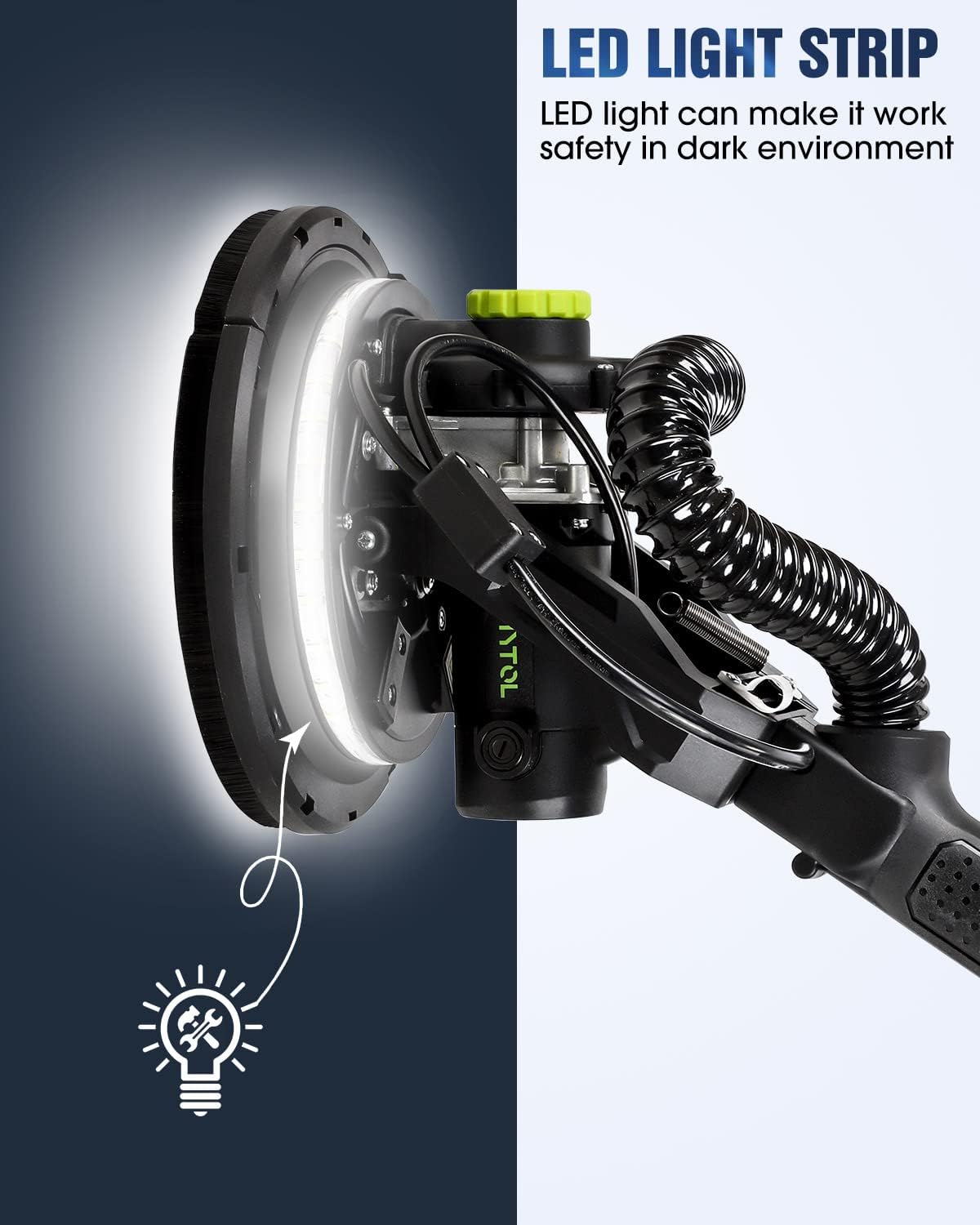 MYTOL Electric Drywall Sander with Vacuum Dust Collection, LED Light, 6 Variable Speed