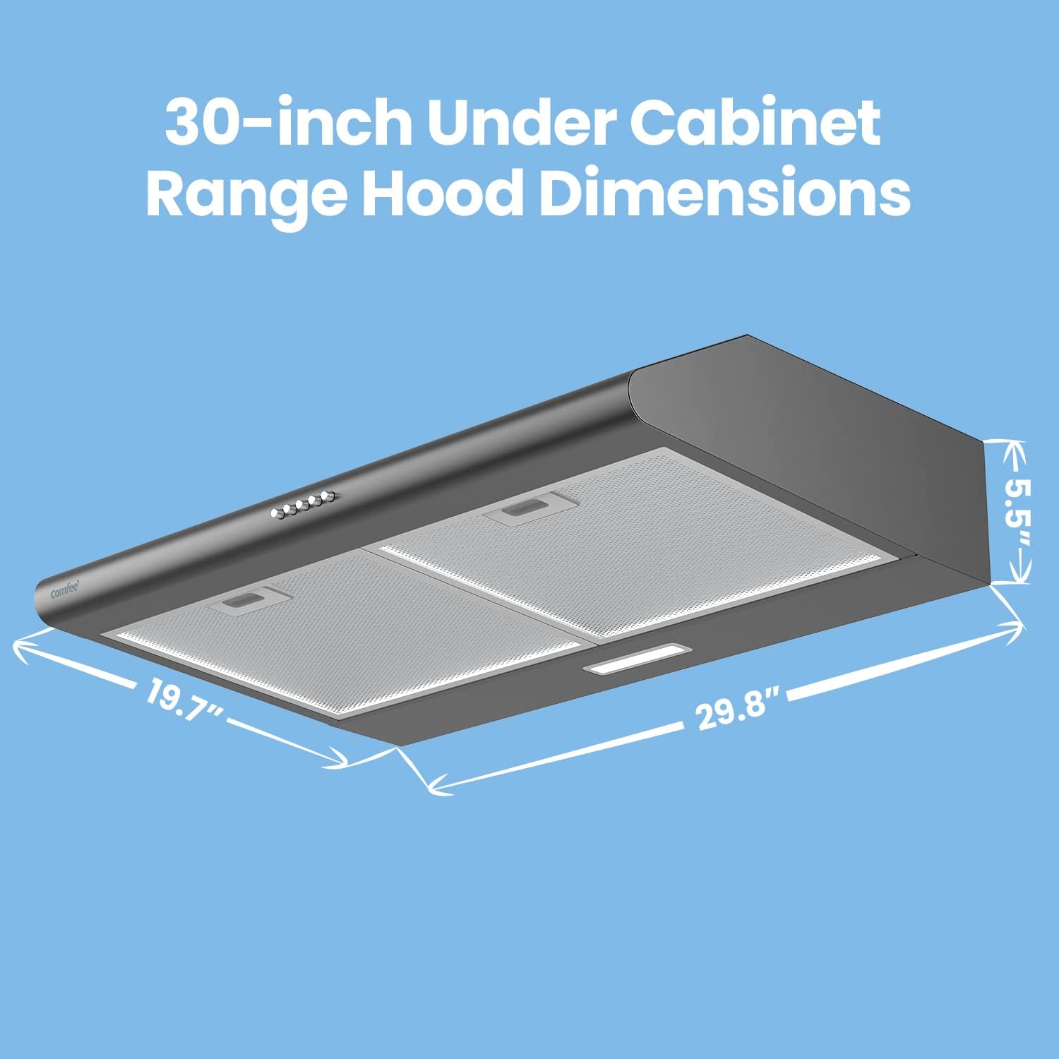 COMFEE'  Range Hood 30 inch, 3 Speed Exhaust Fan and 2 LED Lights