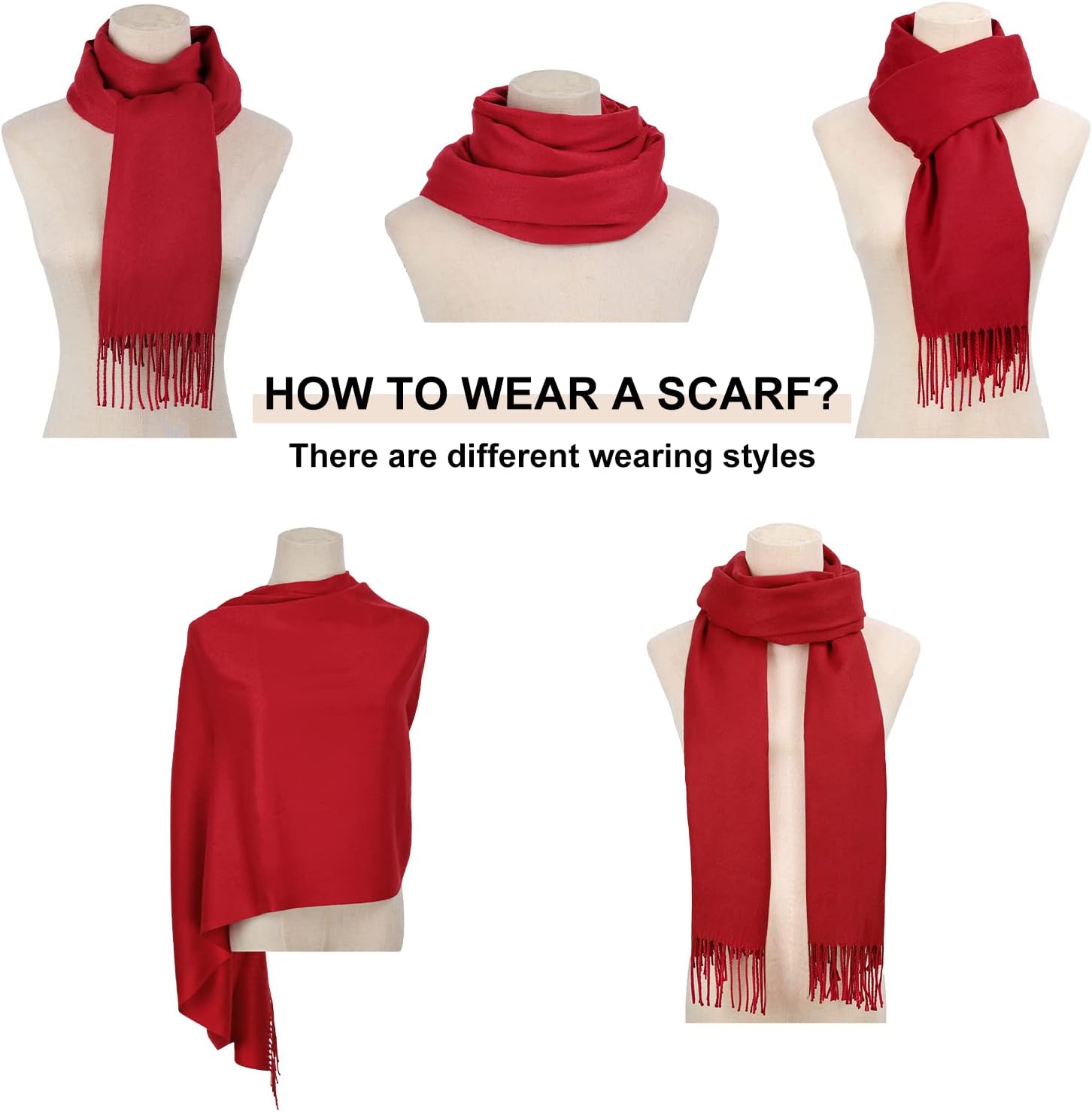 Surblue Pashmina Shawls and Wraps for Women Solid Color Cashmere Winter Large Scarves