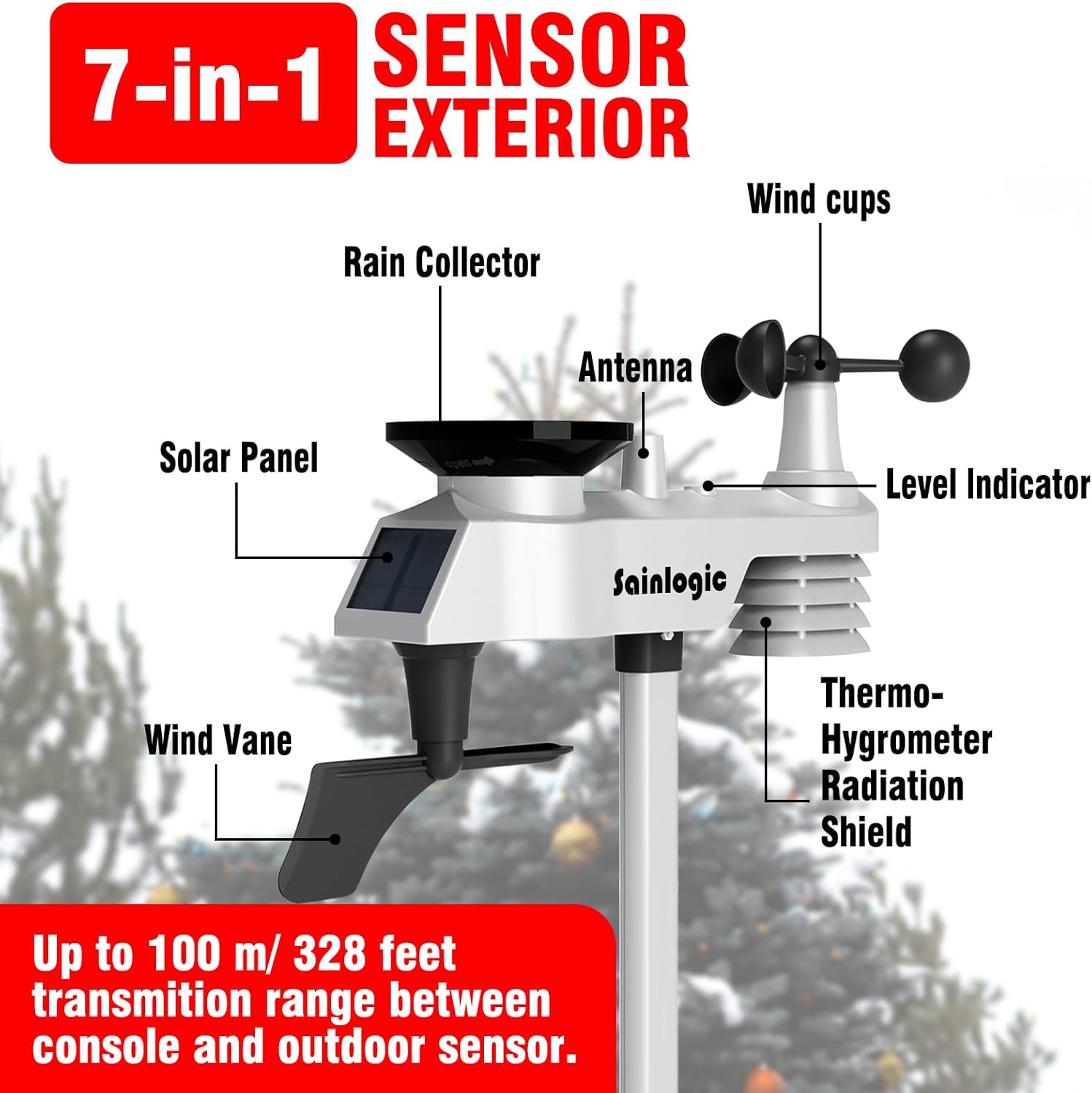 Sainlogic Weather Station with Rain Gauge and Wind Speed/Direction