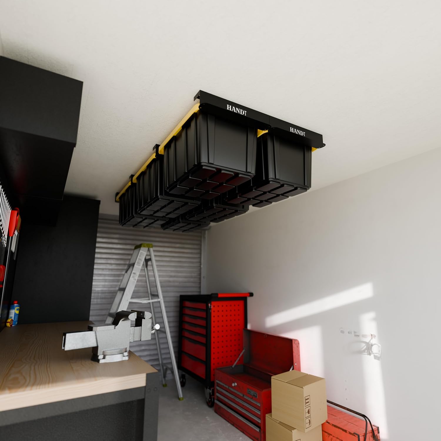 HANDT Overhead Garage Storage Rack Connectable Heavy Duty Metal Ceiling Rails
