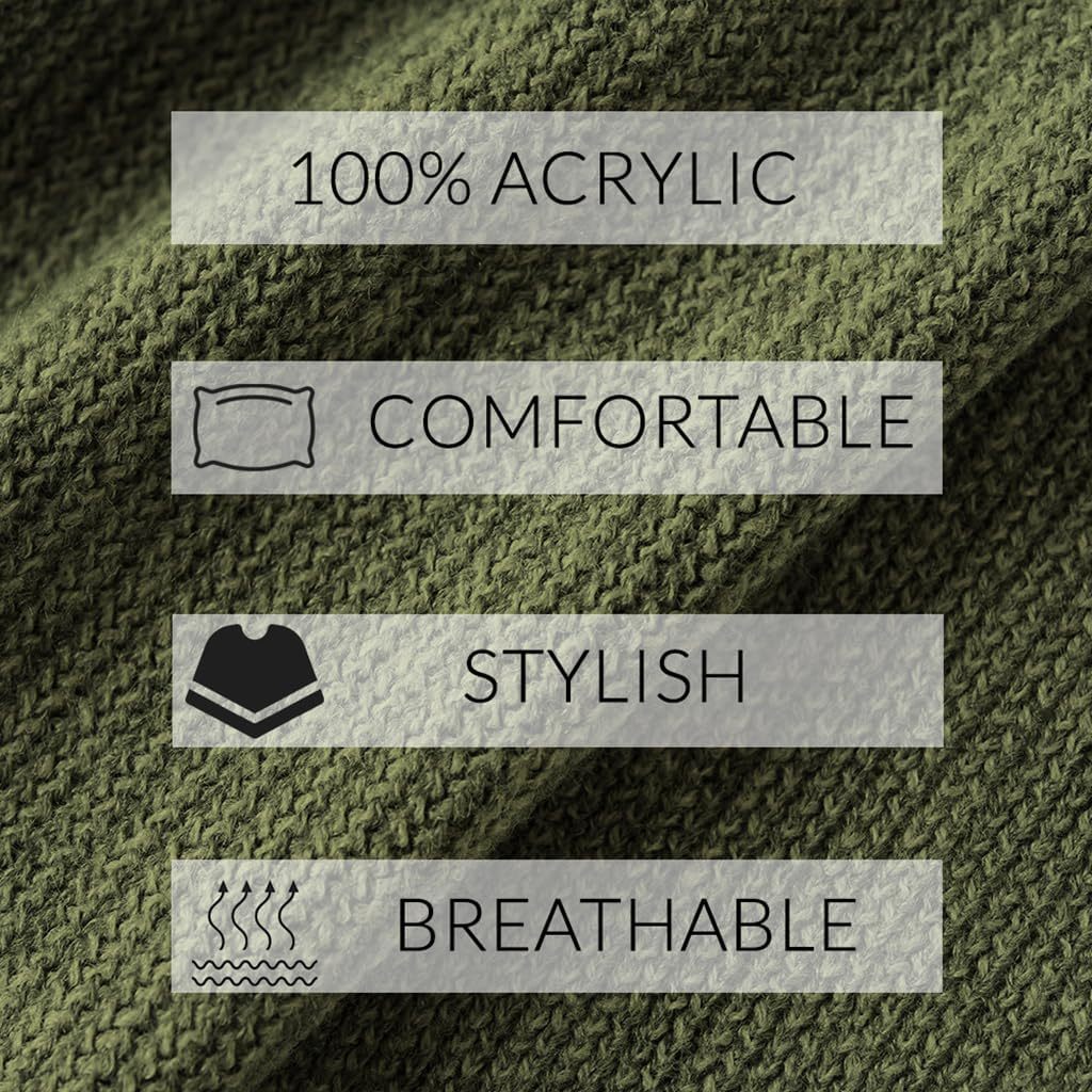 Army Green Women's Knitted Lightweight Cardigan Shawl with Pockets