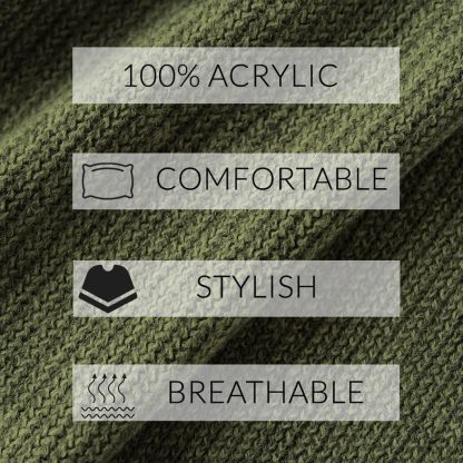 Army Green Women's Knitted Lightweight Cardigan Shawl with Pockets