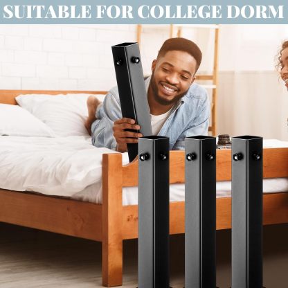 Tandefio 4 Pcs College Dorm Bed Risers Ultimate Height Carbon