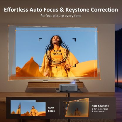 NexiGo Outdoor Netflix Projector, Auto Focus/Keystone, Native 1080P