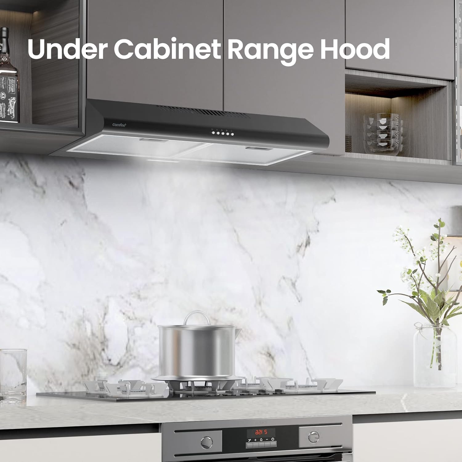 COMFEE'  Range Hood 30 inch, 3 Speed Exhaust Fan and 2 LED Lights
