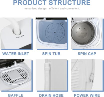 SUPER DEAL SUPER DEAL Compact Mini Twin Tub Washing Machine 13lbs