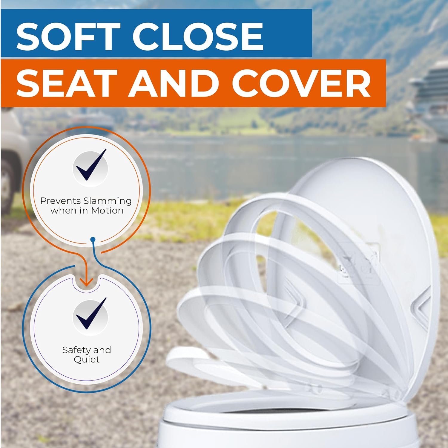 SEAFLO Residential Height RV Toilet, Splash-Back