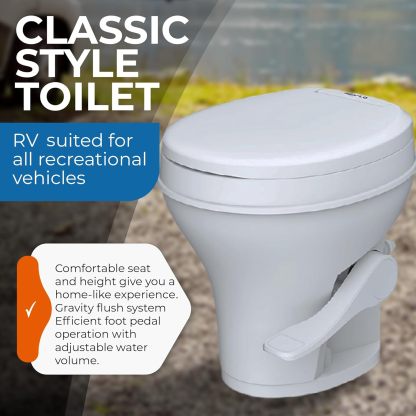 SEAFLO Residential Height RV Toilet, Splash-Back