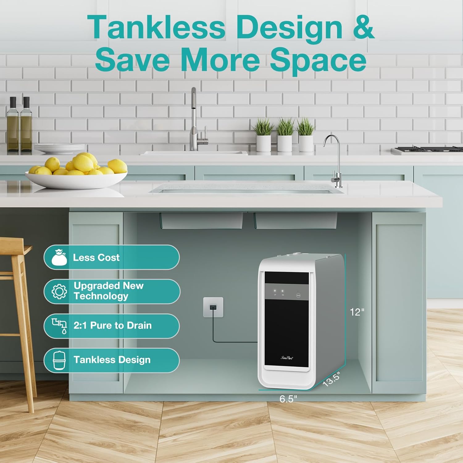 SimPure Tankless Reverse Osmosis System, Under Sink Water Filter System