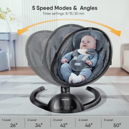 BabyBond Baby Swings for Infants, Bluetooth Infant Swing with Music Speaker, 3 Seat Positions