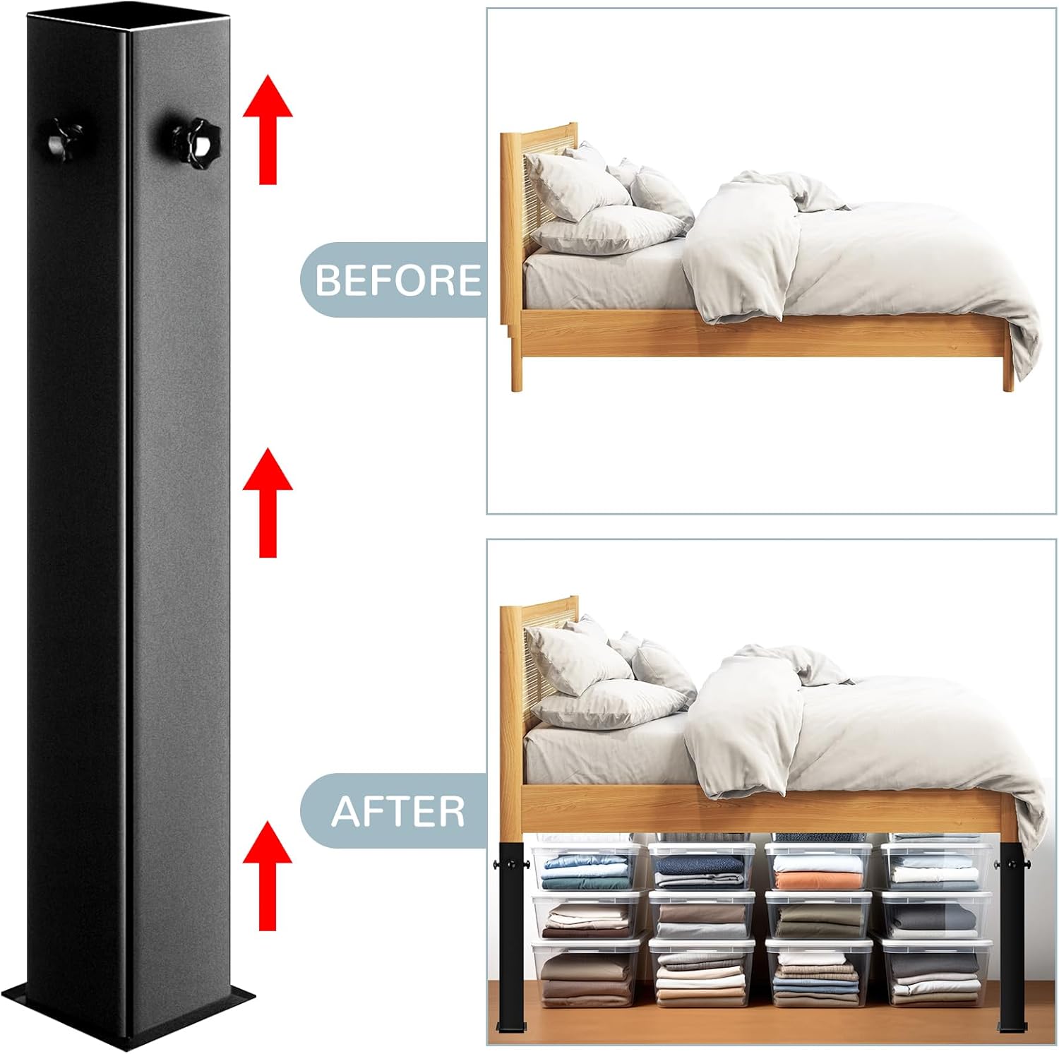 Tandefio 4 Pcs College Dorm Bed Risers Ultimate Height Carbon