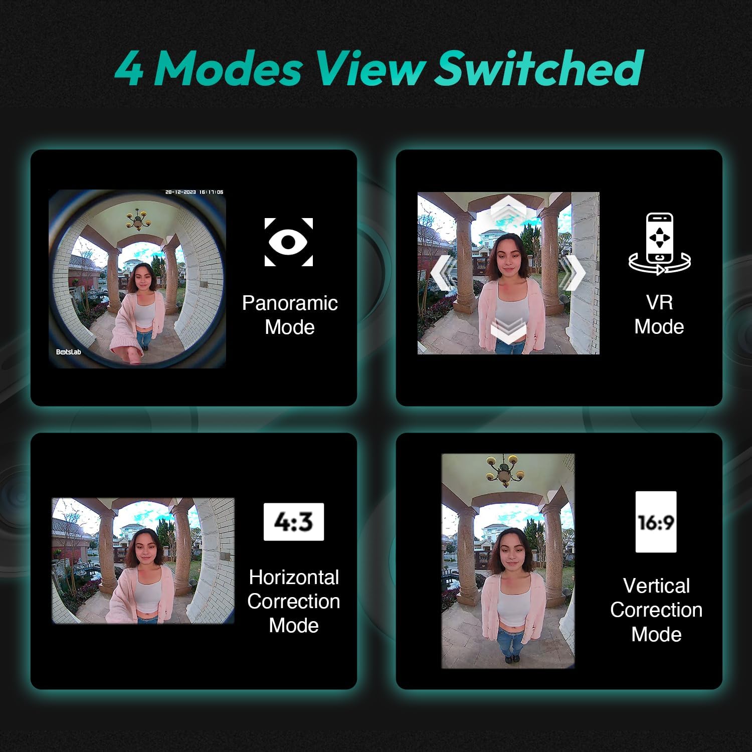 BOTSLAB Video Doorbell Camera, Head-to-Toe&180° View