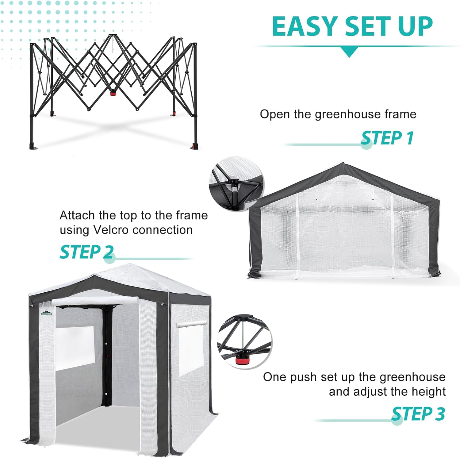 EAGLE PEAK Portable Walk in Greenhouse with Polyester Reinforced Corners