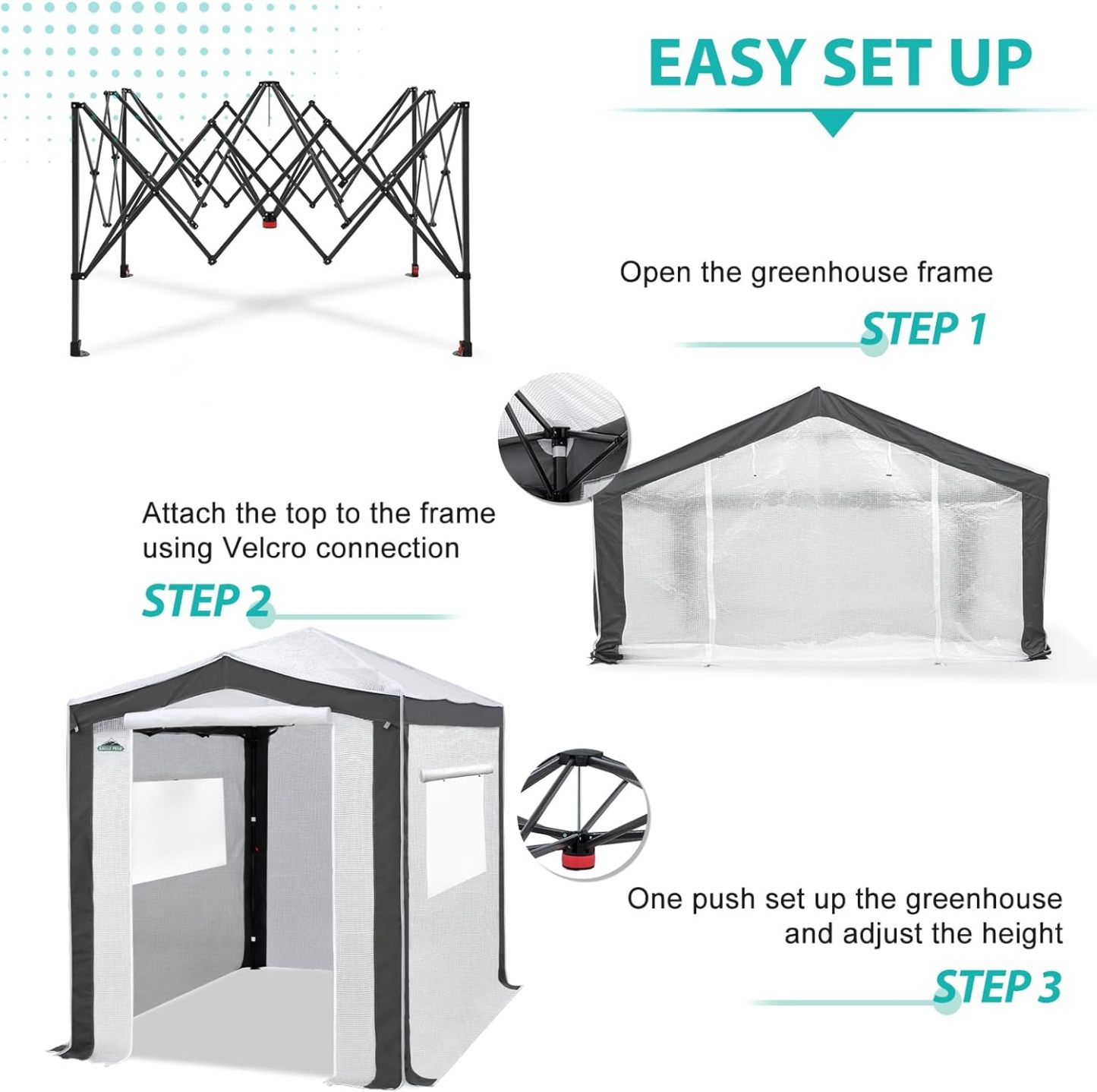 EAGLE PEAK Portable Walk in Greenhouse with Polyester Reinforced Corners